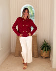 FRANK & EILEEN Mini Belfast Crop Peacoat Garnet