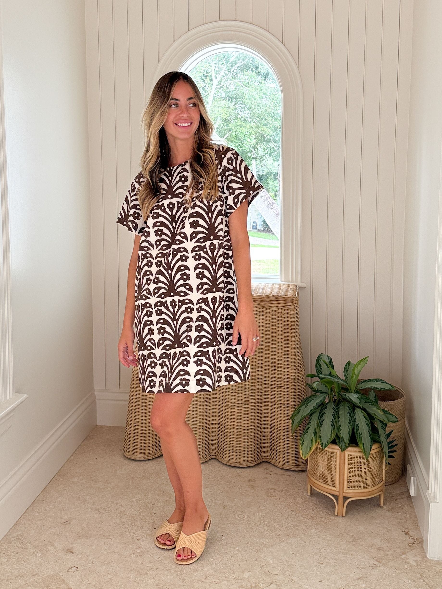 FITZROY & WILLA Edie Shift Espresso Ikat