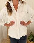 FRANK & EILEEN Eileen Button Up Vintage White Fleece
