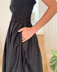 KASIA Cosmos Strapless Smocked Maxi Dress Black