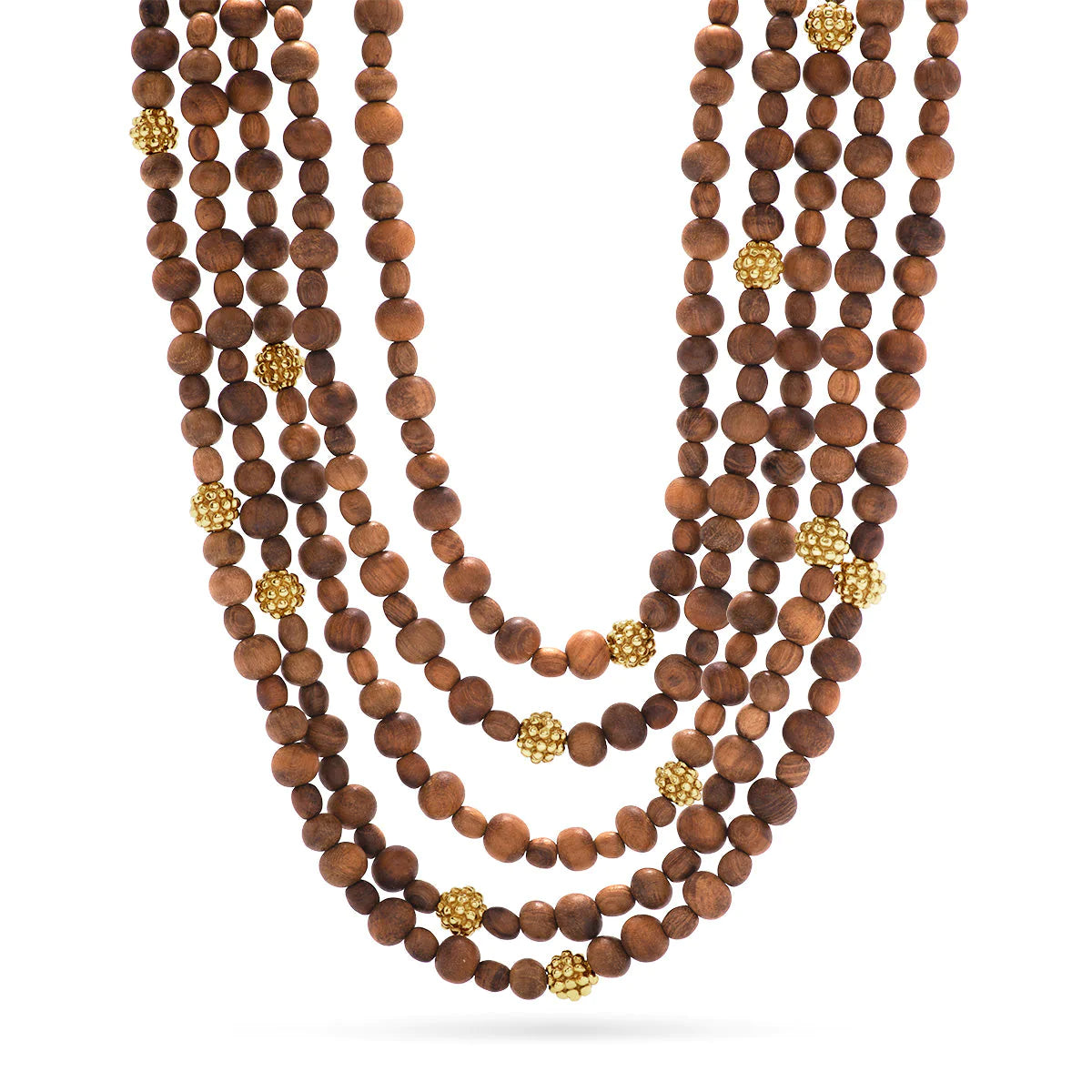 CAPUCINE DE WULF Earth Goddess Beads 5-Strand Necklace - Teak