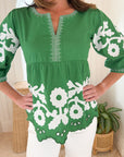 ROSE AND ROSE Daisy Applique Top Gladiola Green