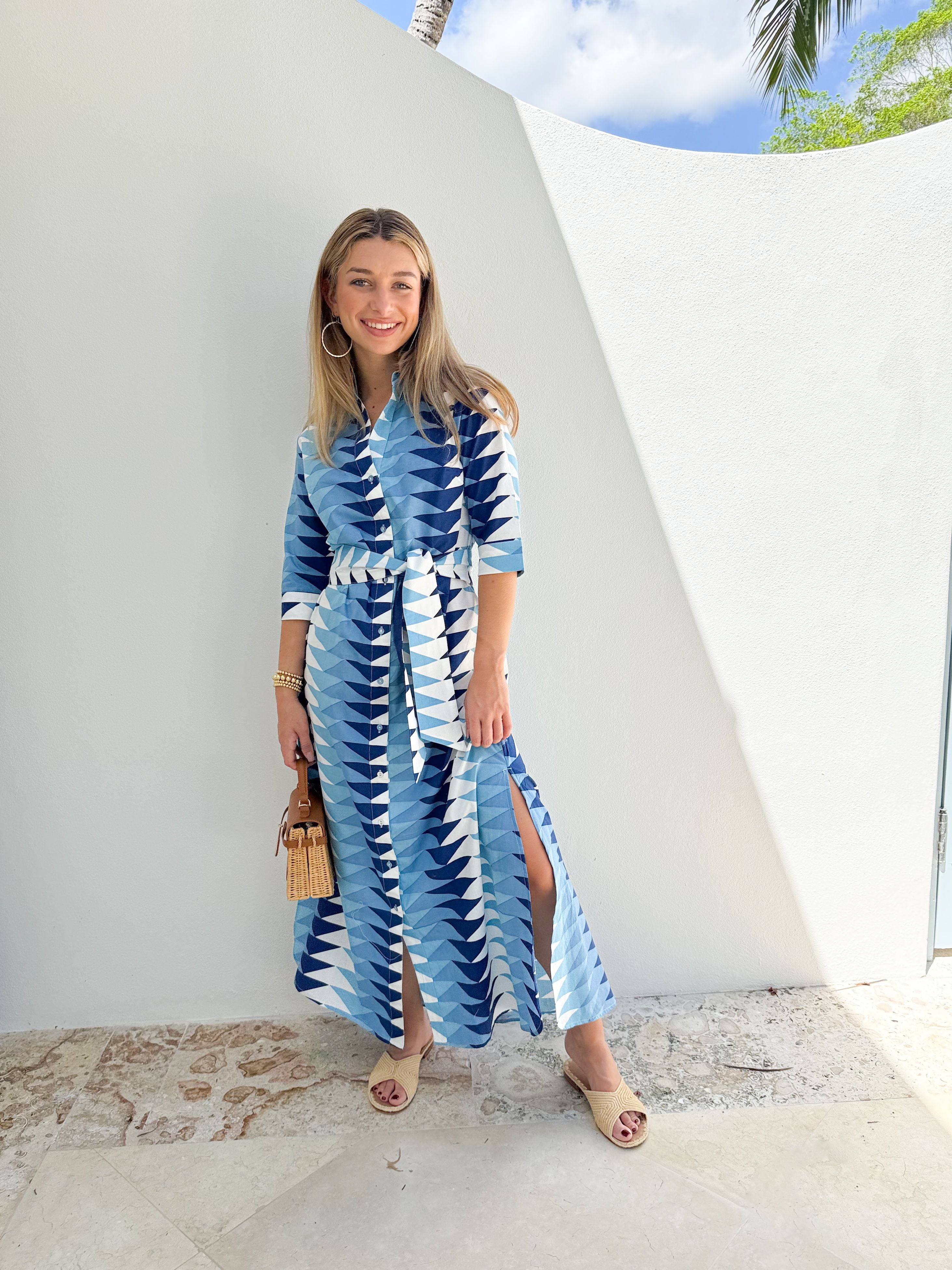 BEAU & RO Eloise Dress Ocean Bagru Triangle