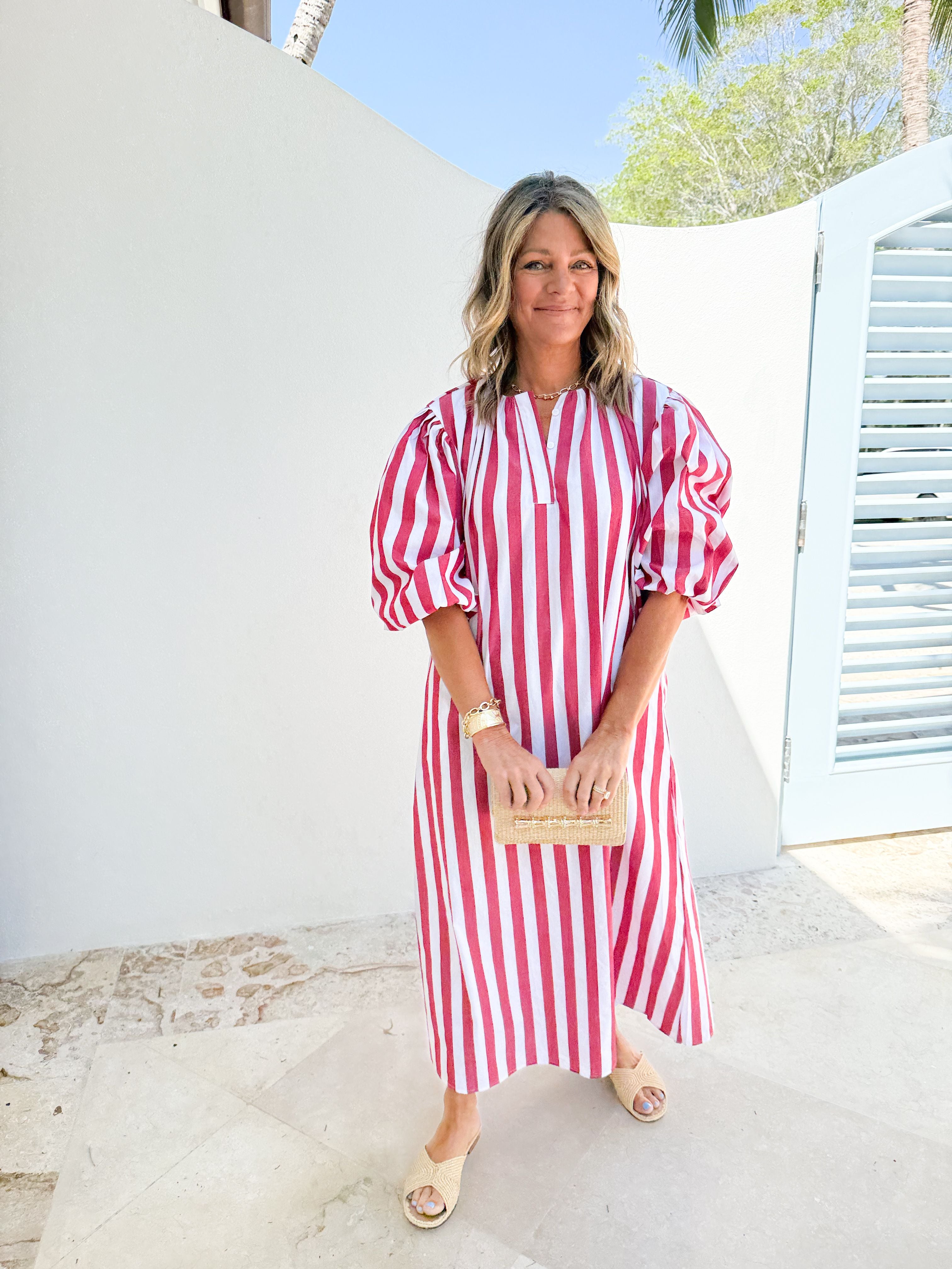 CARYN LAWN Cabana Dress Red Stripe