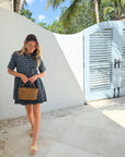 PROSPERINA Piper Mini Dress Navy Polka Dot
