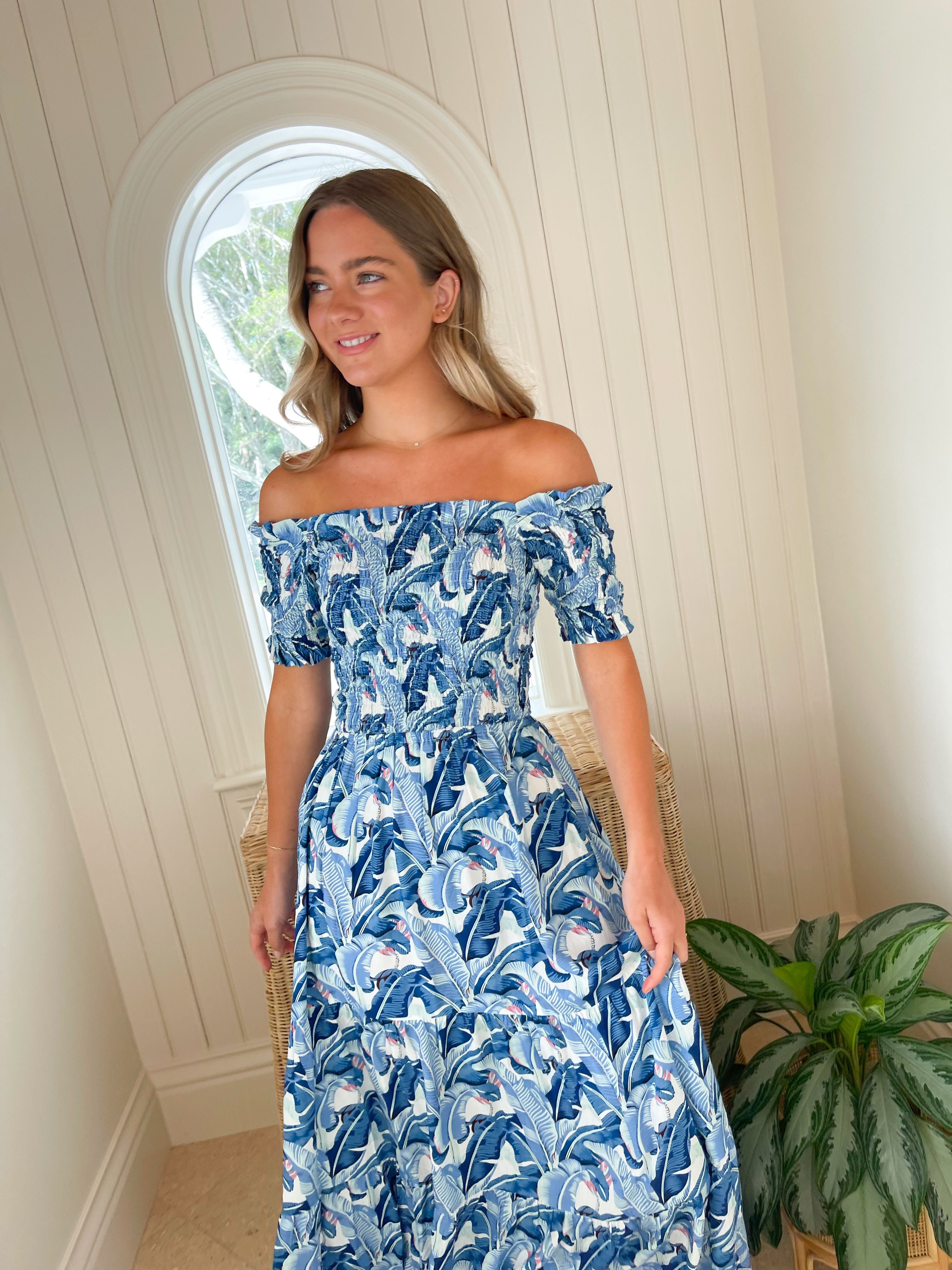 WALKER & WADE Mystique Dress Cobalt Tropical