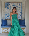 KASIA Cosmos Strapless Smocked Maxi Dress Green