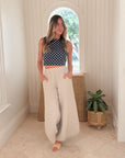 PROSPERINA Ellie Crop Top Navy Polka Dot