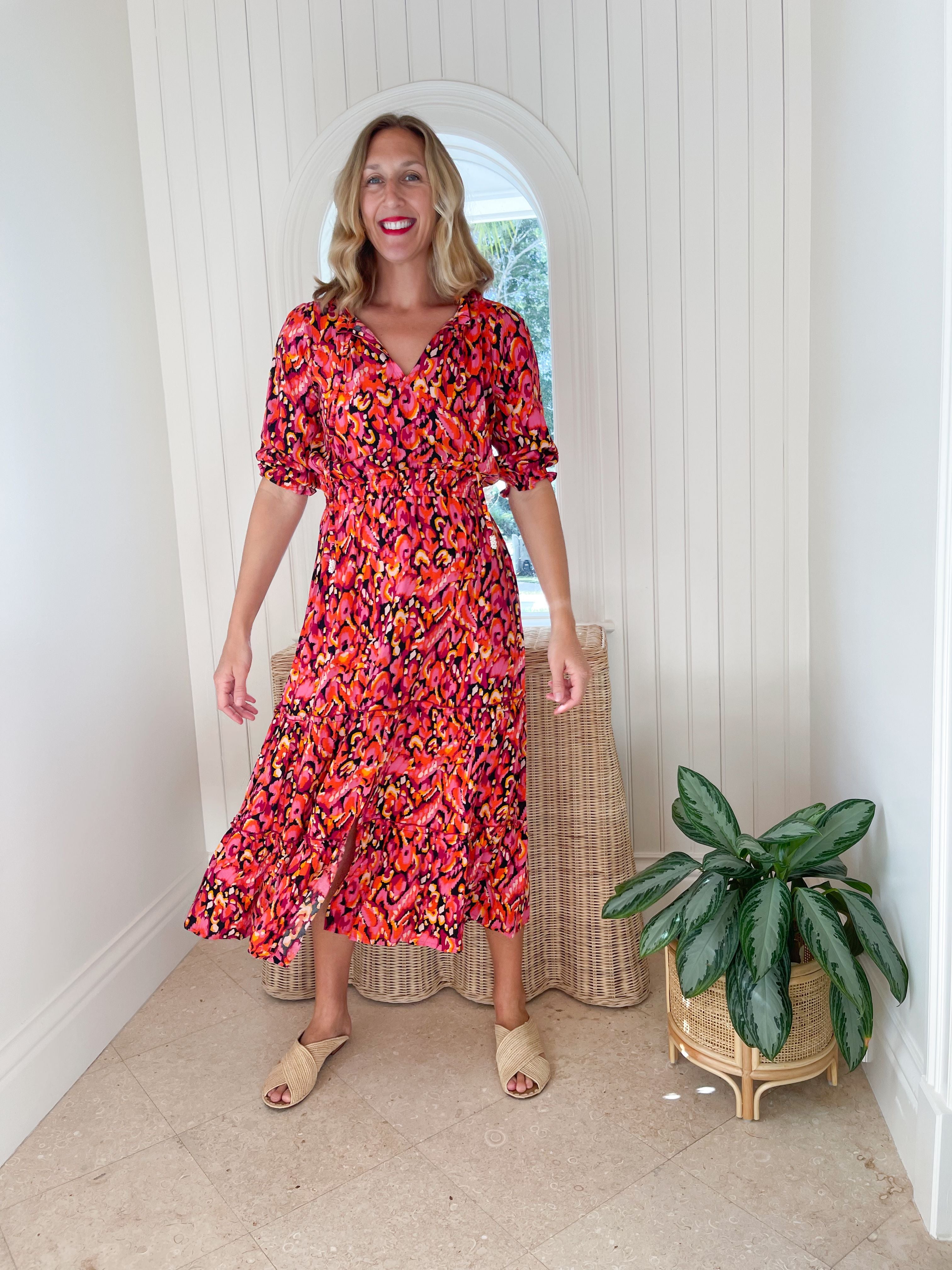 FINAL SALE WALKER & WADE Eliza Dress Orange Multi