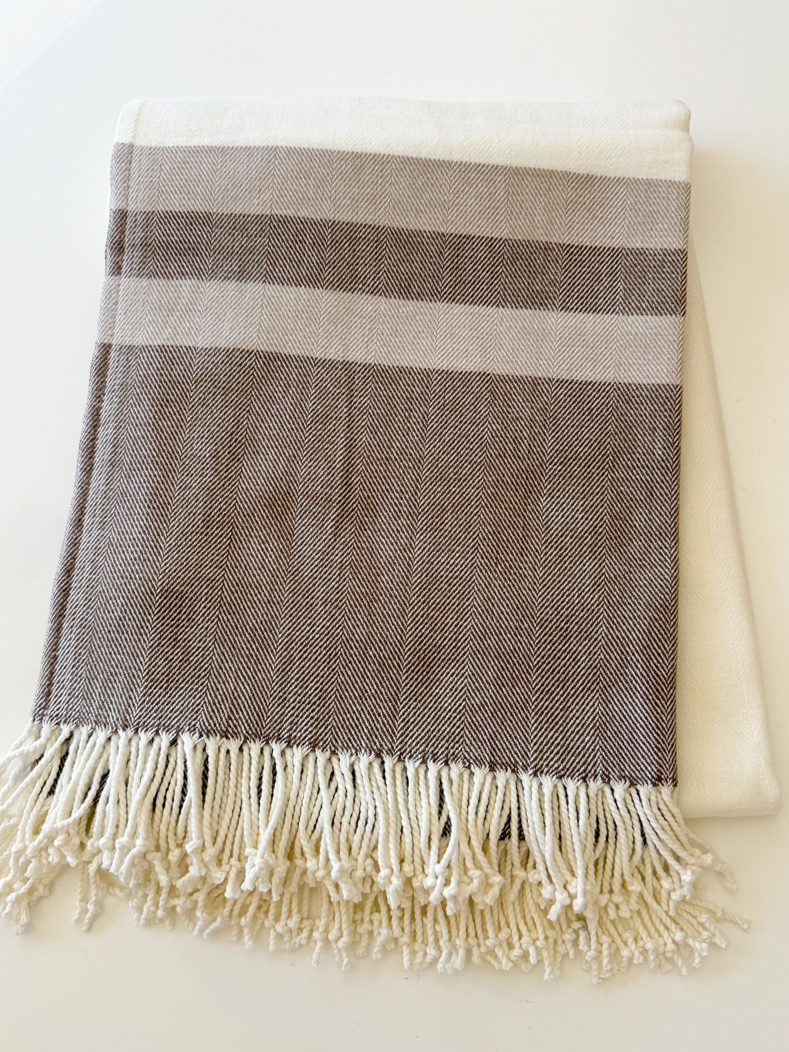 Brooks Banded Woven Throw Toffee Combo