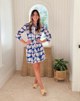 RO'S GARDEN Deauville Short Dress Kyle Blue
