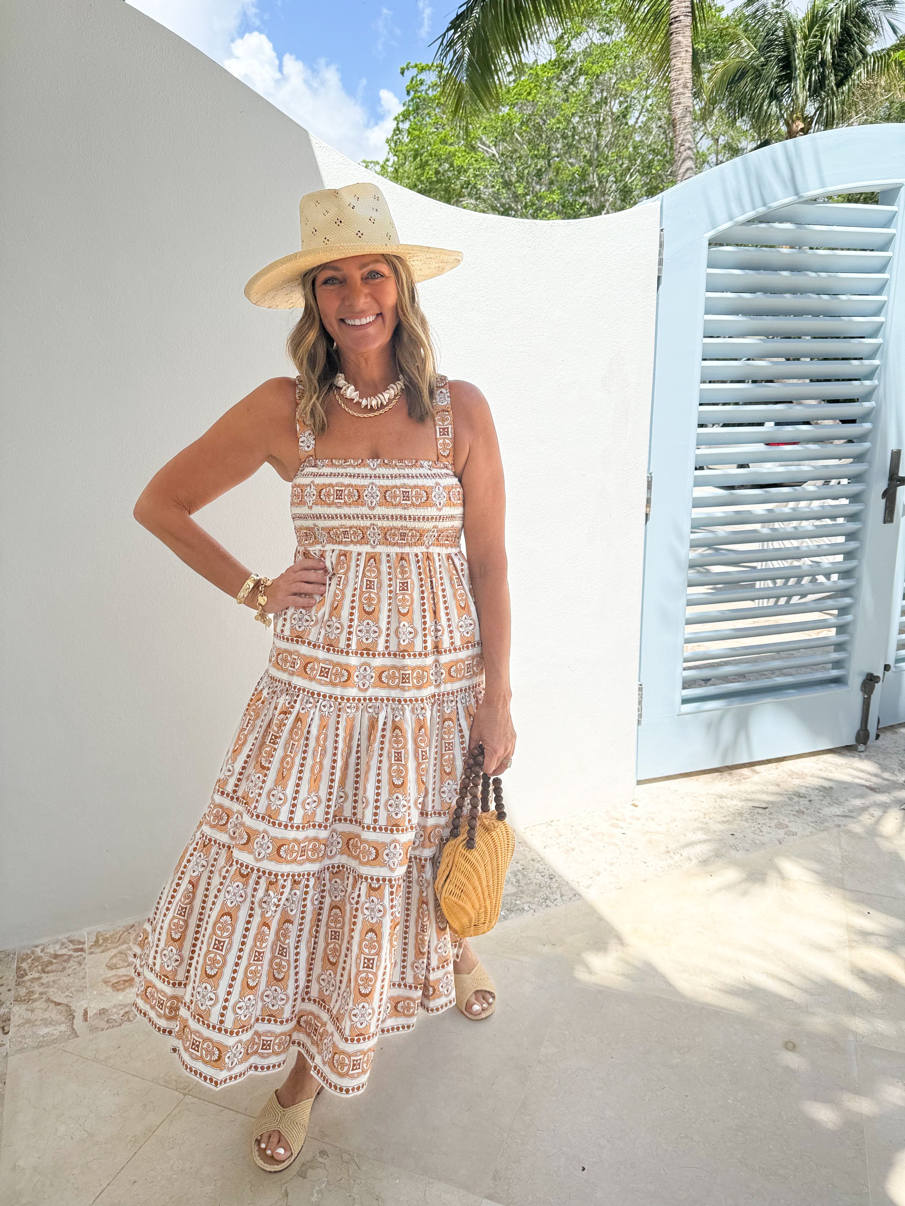 CARA CARA Taormina Dress Bria Stripe Egret