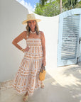 CARA CARA Taormina Dress Bria Stripe Egret