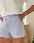 FRANK & EILEEN Mae Pull On Shorts Thin Blue Stripe