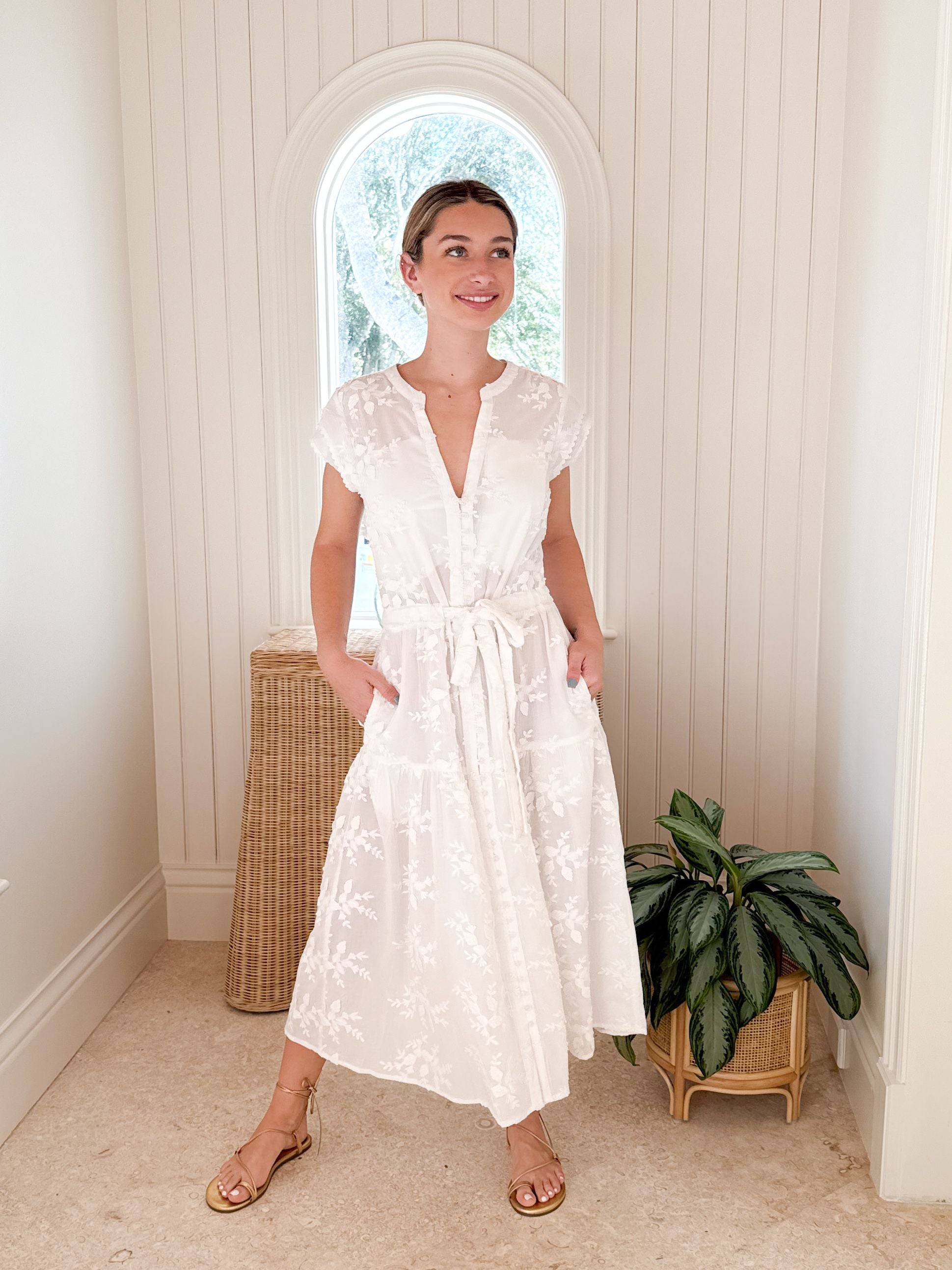 LOLA AUSTRALIA Daisy Boo Midi Dress Orient White