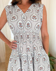 NAVY BLEU Eva Dress Brown Medallion