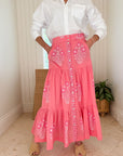 OLIPHANT Button Front Skirt Raton Pink