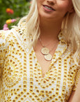 JANE WIN Palm Beach Pendant Coin Adjustable Beaded Chain