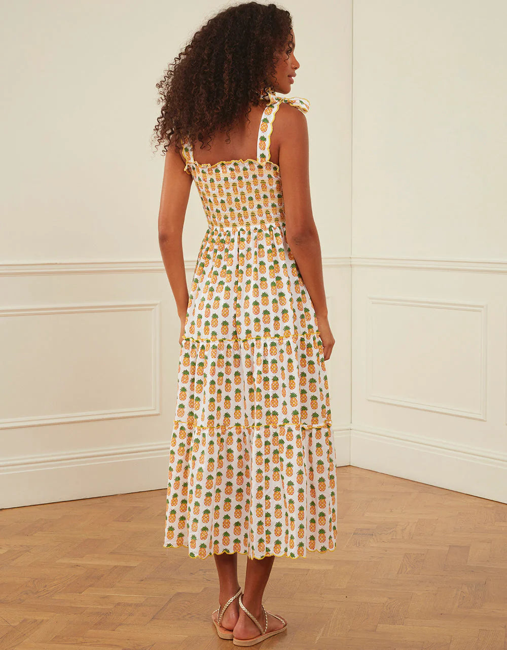FINAL SALE PINK CITY PRINTS Malaga Dress Sunshine Pineapple