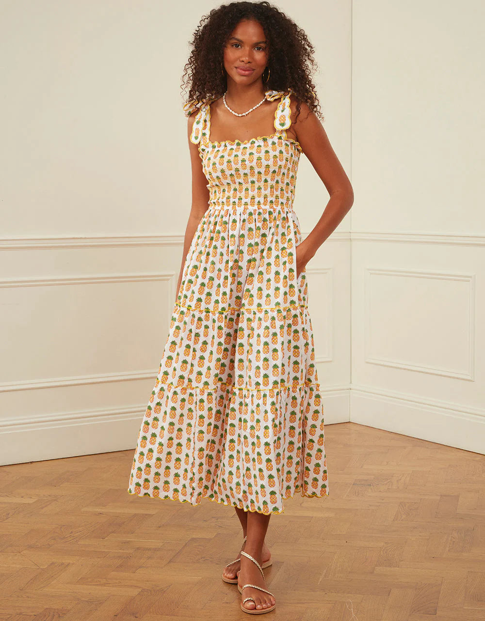 FINAL SALE PINK CITY PRINTS Malaga Dress Sunshine Pineapple