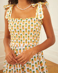 FINAL SALE PINK CITY PRINTS Malaga Dress Sunshine Pineapple