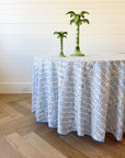 DANA SMALL DESIGNS Round Tablecloth 100" Flower Row Matilda's Blue