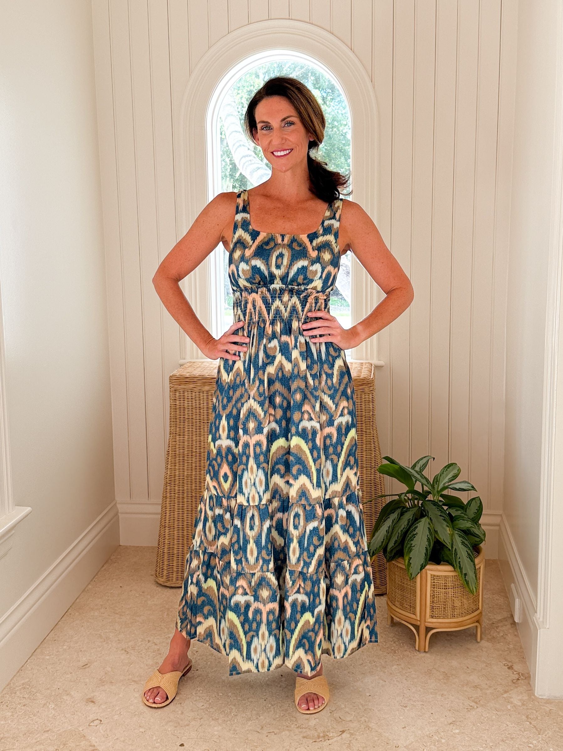 WALKER & WADE Trixie Dress Deep Ocean Ikat