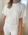 MINNIE ROSE Flared Sleeve Crewneck Top White