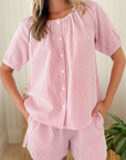 MAREA Everly Top Red Seersucker