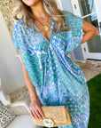 FINAL SALE WALKER & WADE Santorini Kaftan Seafoam Ikat