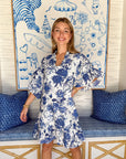 FITZROY & WILLA Soleil Mini Dress Blue/White Toile