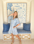 FITZROY & WILLA Soleil Mini Dress Periwinkle Ikat Block