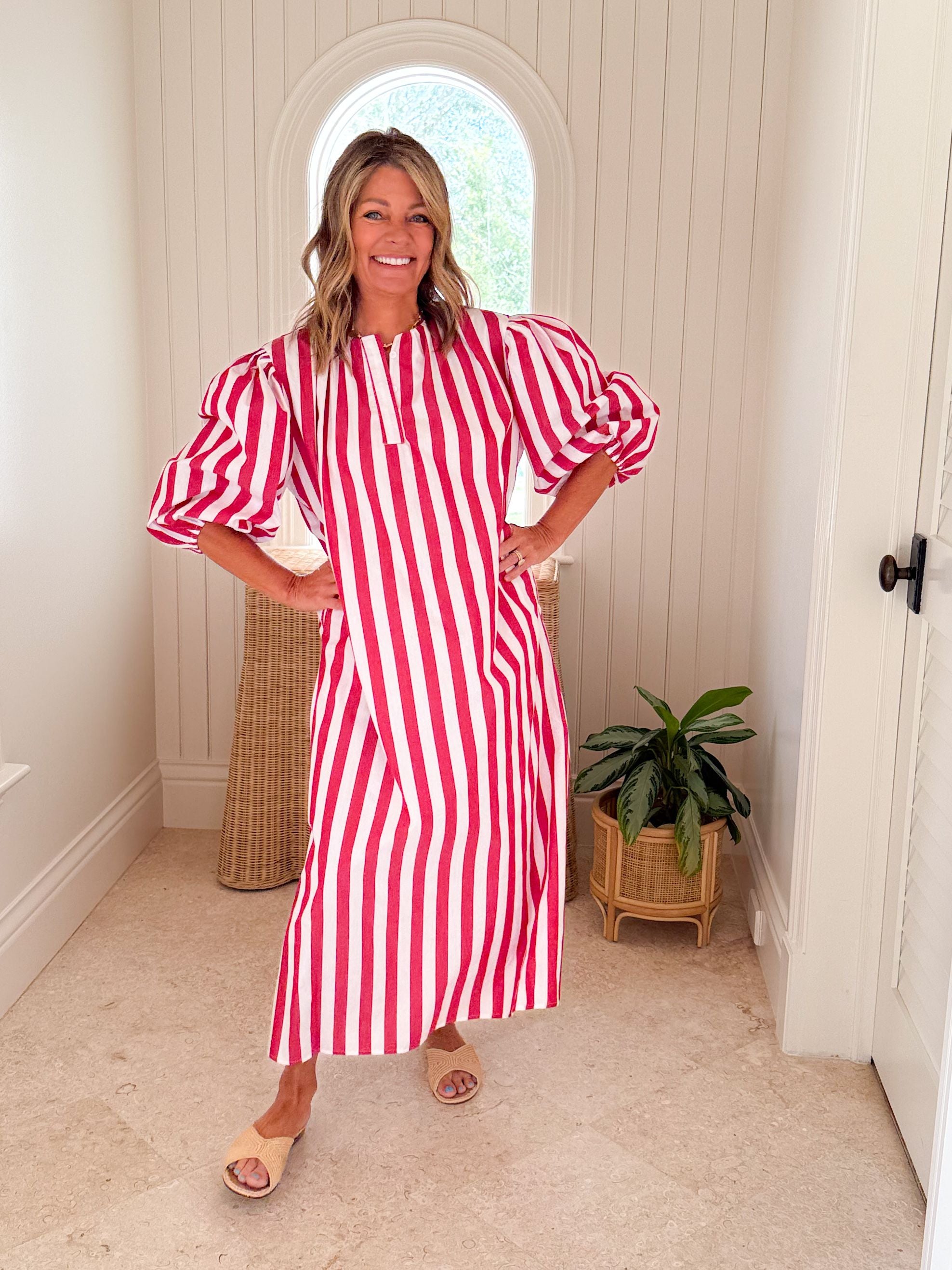 CARYN LAWN Cabana Dress Red Stripe