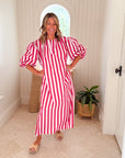 CARYN LAWN Cabana Dress Red Stripe
