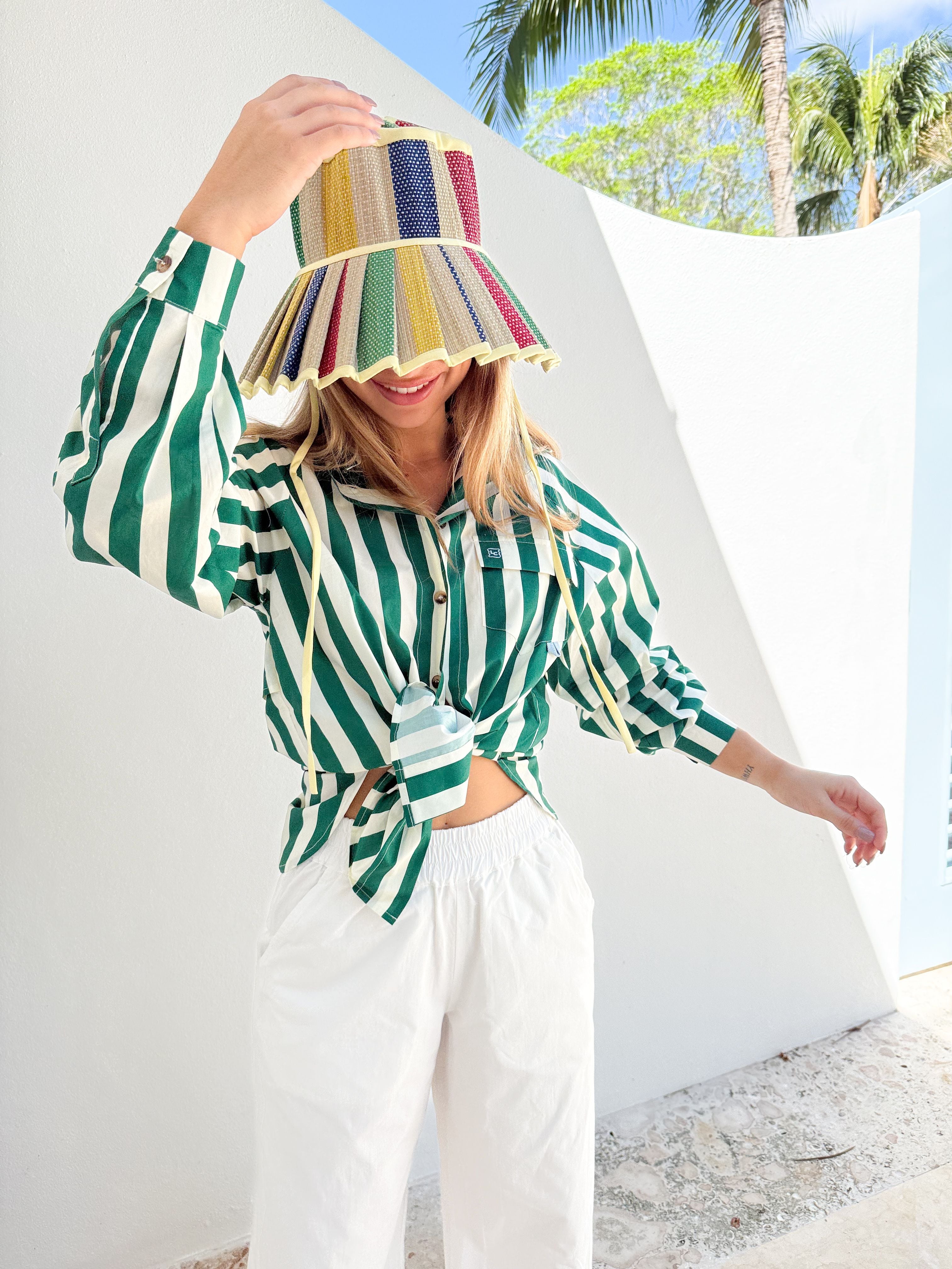 LADY CAPTAIN Captain Shirt Green Cabana Stripe