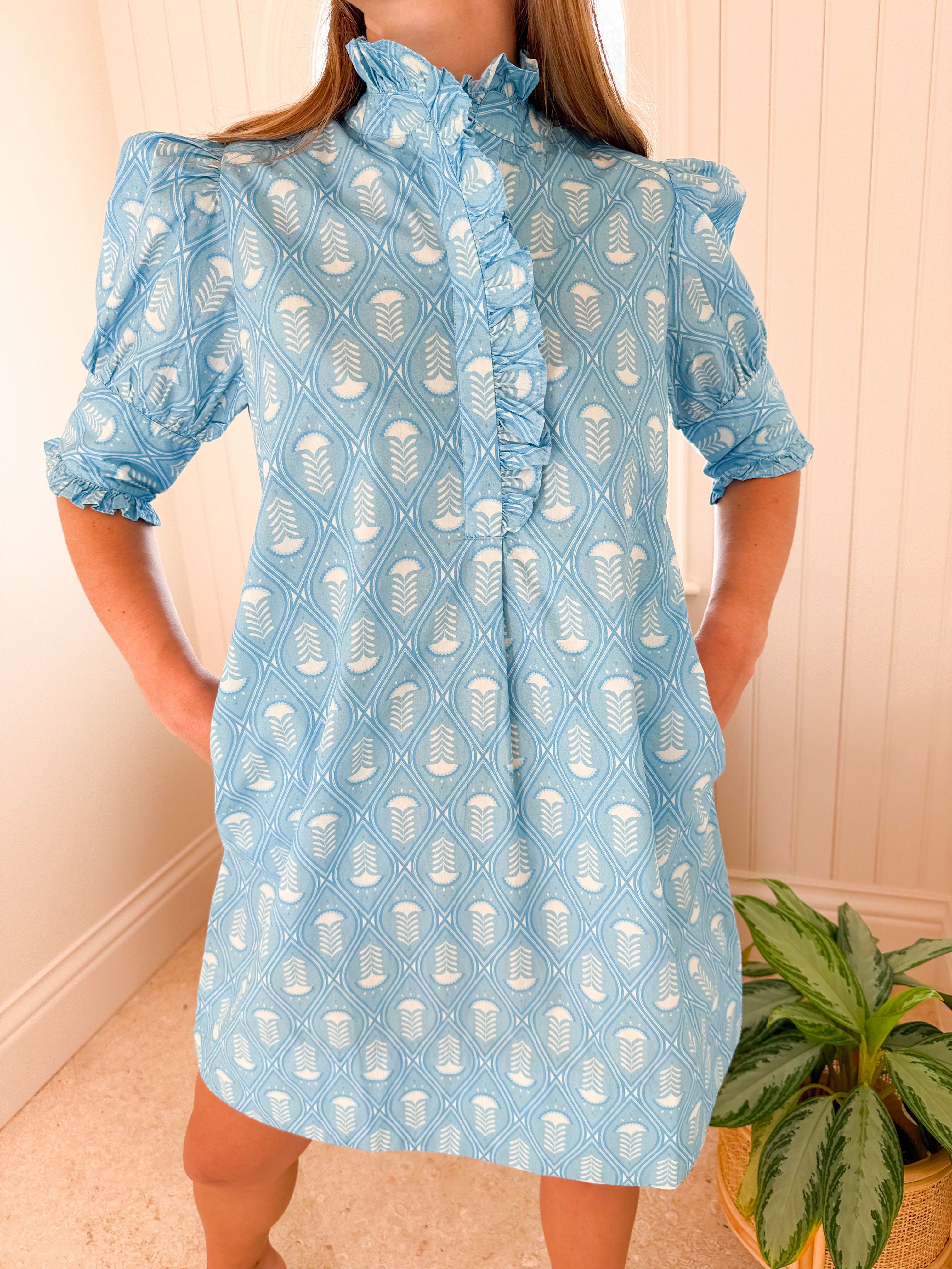 NAVYBLEU Westport Dress Blue Stamp