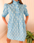 NAVYBLEU Westport Dress Blue Stamp