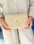 LISI LERCH Scalloped Ruby Straw Clutch