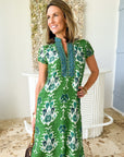 BELLA TU Lana Caftan Ikat Green