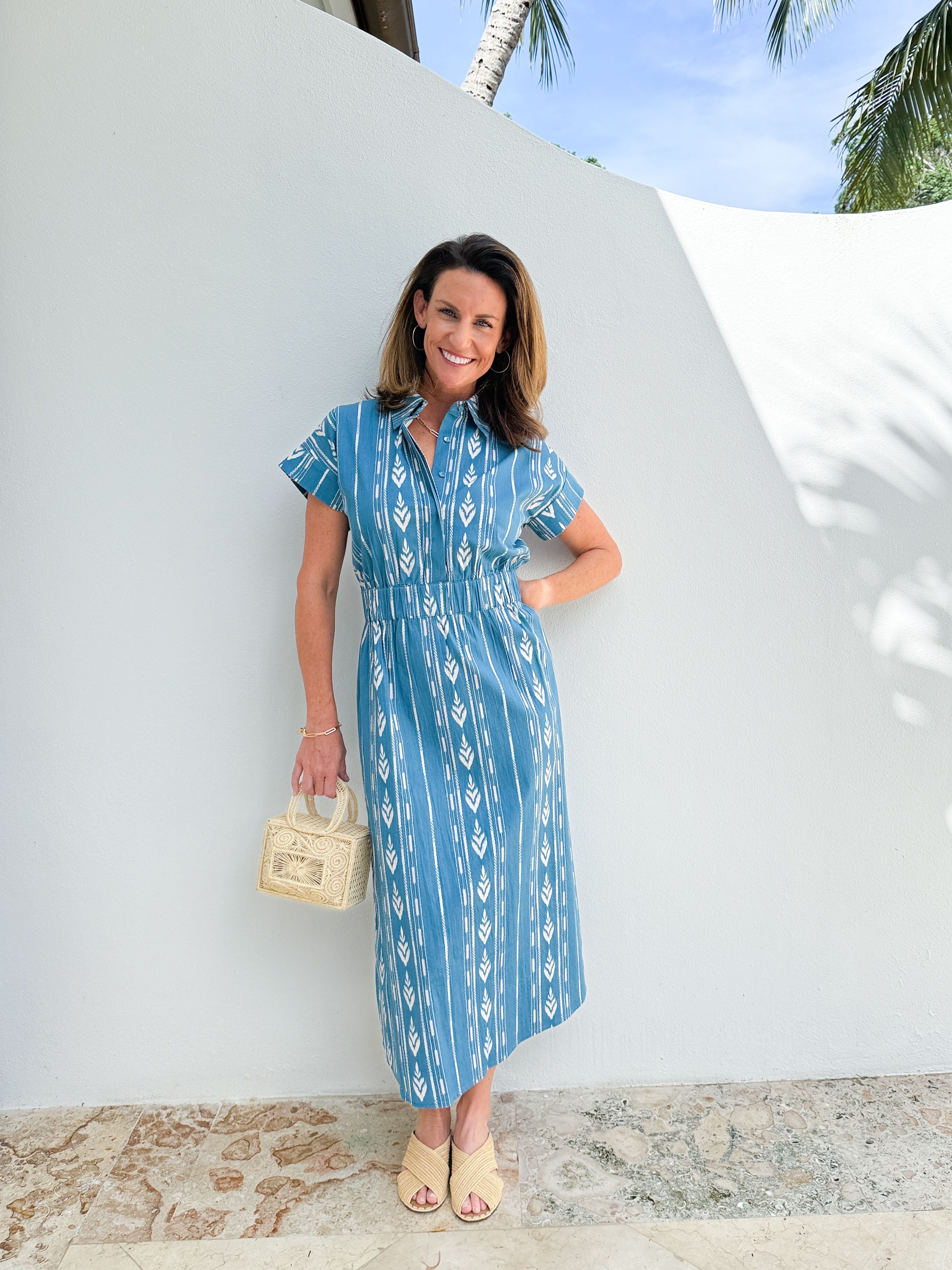 BEAU & RO Lisa Dress Ikat Stripe Blue