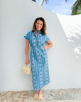 BEAU & RO Lisa Dress Ikat Stripe Blue