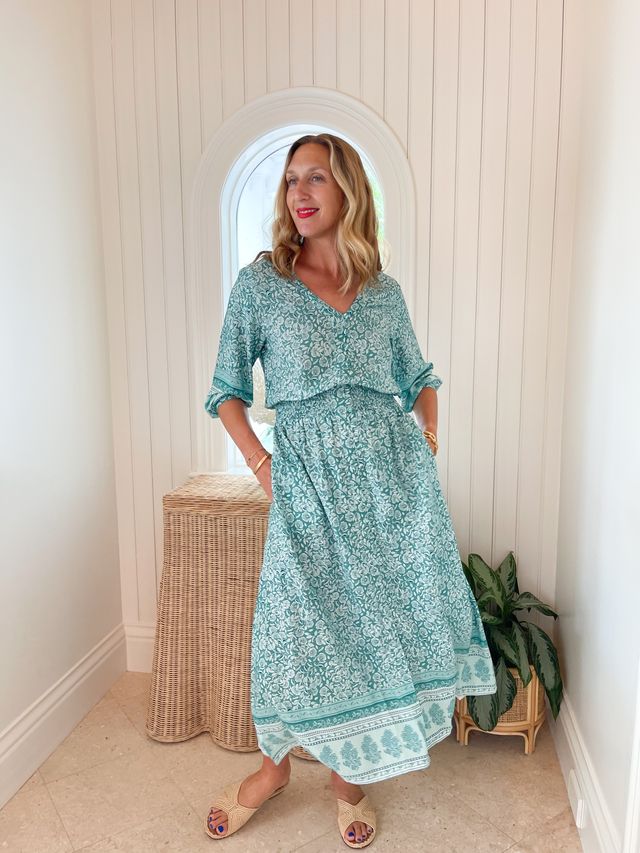 FINAL SALE WALKER & WADE Kelsey Maxi Dress Seafoam