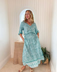 FINAL SALE WALKER & WADE Kelsey Maxi Dress Seafoam