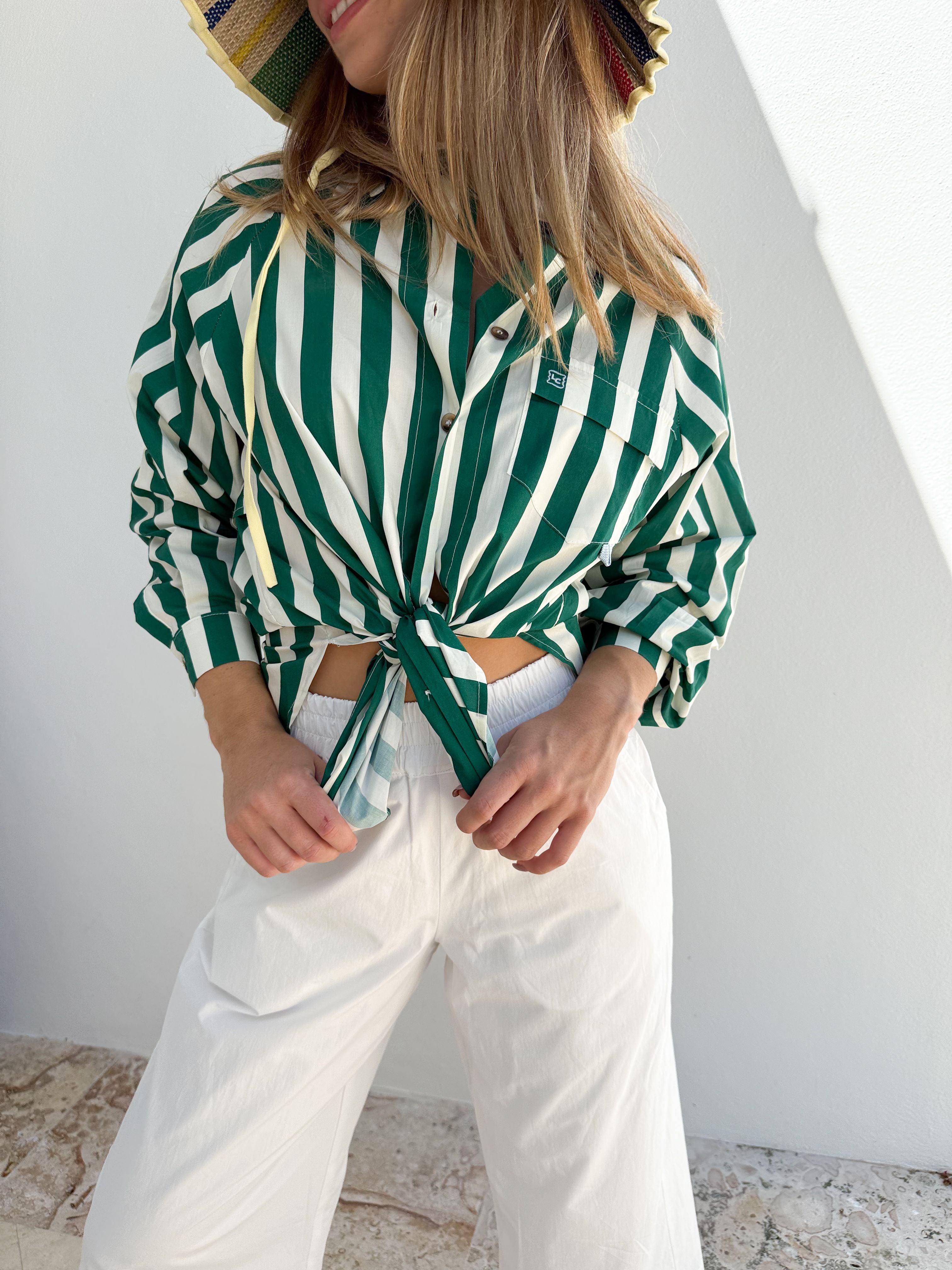 LADY CAPTAIN Captain Shirt Green Cabana Stripe