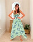FRAE The Dody Maxi Dress Green Stripe Blue Palm