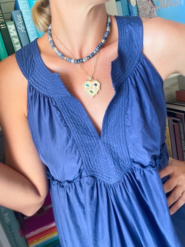 JANE WIN Gumdrop Beaded Necklace Kyanite