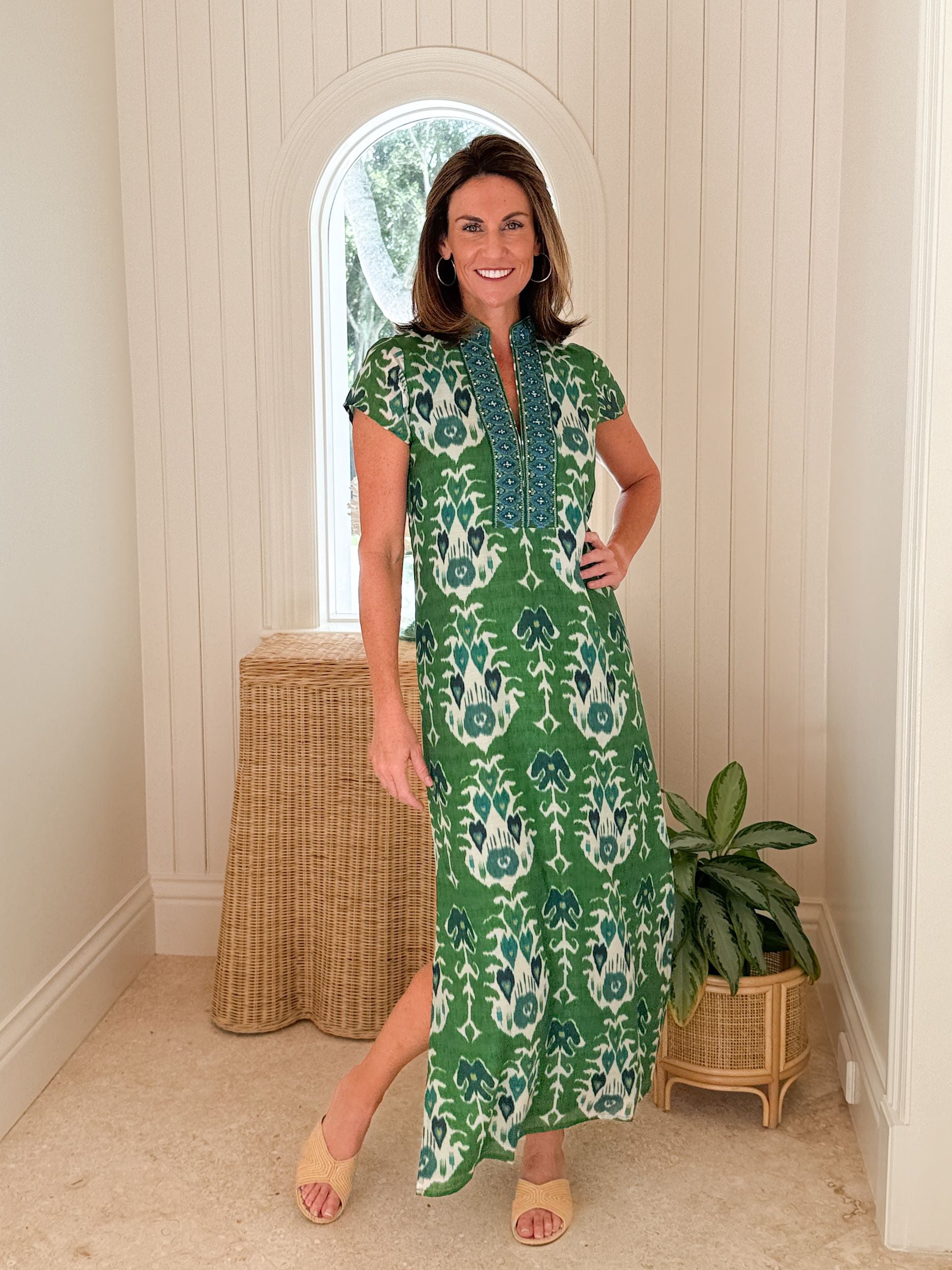 BELLA TU Lana Caftan Ikat Green