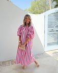 CARYN LAWN Cabana Dress Red Stripe
