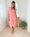 FINAL SALE WALKER & WADE Santorini Kaftan Coral Zebra