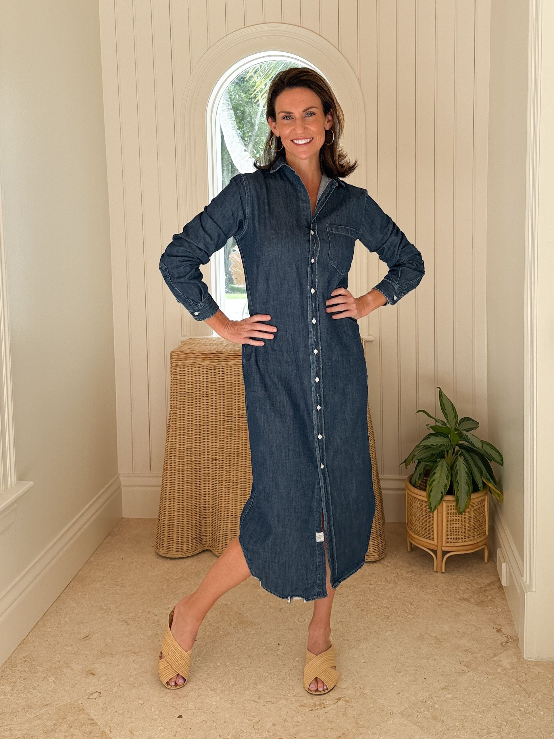 FRANK & EILEEN Rory Maxi Shirtdress Vintage Dark Wash Denim FRANK & EILEEN Rory Maxi Shirtdress Vintage Dark Wash Denim